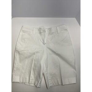 Talbots Women's Perfect Shorts Size 10 White Chino Bermuda 9.5" Inseam
